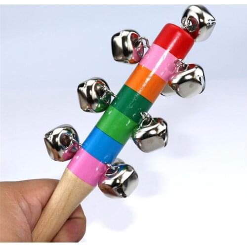 Montessori Wooden Rattle Toys for Baby Sand Hammer Baby Rattle Educational Musical Wooden Rainbow Toys Development Baby Toys