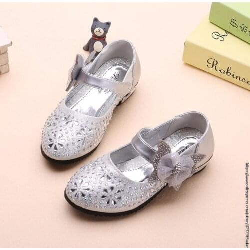 Disney girl princess shoes spring and autumn girls soft bottom flat shoes fashion elsa dance shoes children crystal shoes
