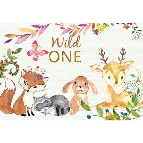 Wild One Jungle Animal Fox Bear Rabbit Background Painting Banner Poster Photography Decoration Background Painting