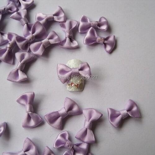 CB1-5 30pcs Cute Purple Fabric Bow Shape Nail Art Decoration Outlooking
