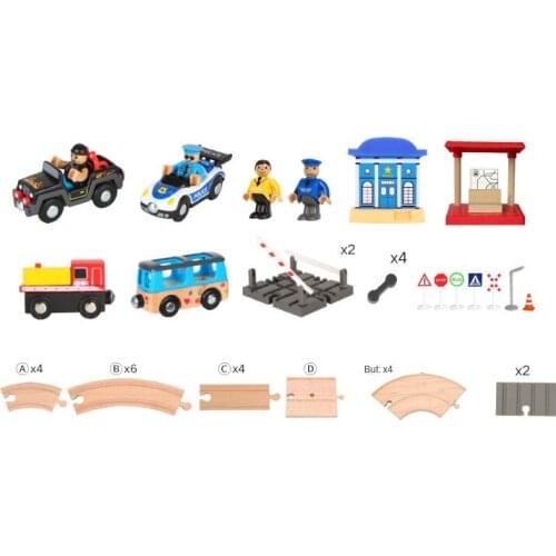 48pcs Toy Train Track Set Toys Childrens Assembled Puzzle Boys and Girls Toys Car and Wooden Suitable for Brio Wood Tracks 1:64