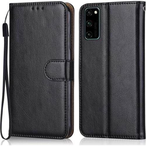 Folio Luxury Leather Case for On On Huawei Honor View 30 V30 V 30 Wallet Stand Flip Case Phone Bag With Strap