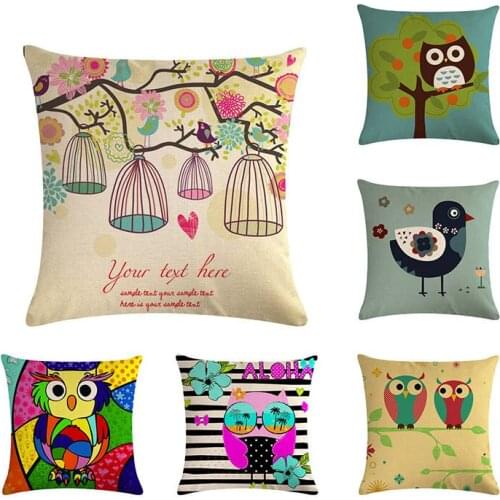 Lovely Cartoon Owl Pattern Lumbar Pillow Colorful Cushion Cover Car Home Sofa Decorative Cojines Pillowcase Children Gifts ZY464