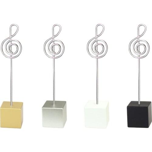 Lot 10pcs Cube Base Music Wire Photo Clip,Color Resin Stand Memo Holder,Wedding Favor Party Deco,"I Love Music"Series