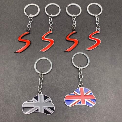 3D Metal S Metal Logo Key Chain Emblem Key Ring for Mini Cooper R50 R52 R53 R56 JCW Grill Badge Decals Exterior Accessories