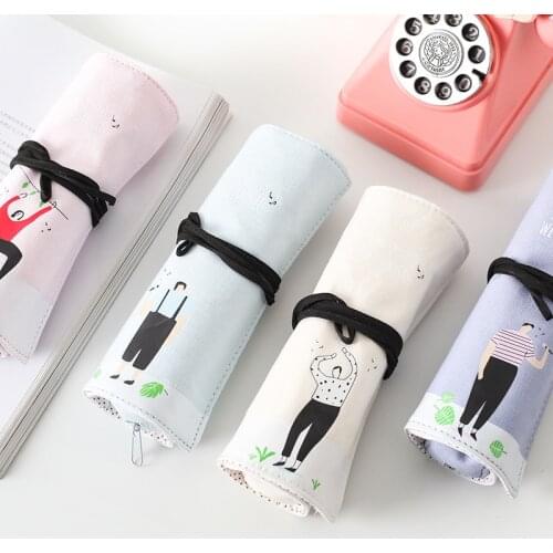 Cute Cat Roll Pencil Pouch Creative Pencil-case Kawaii Pencilcase For Girls Boys Mini School Stationery Supplies