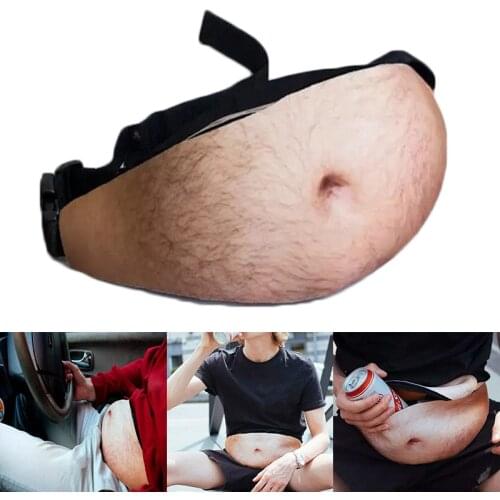 Fashion Halloween Costume Accessories Dad bag Dad Bod PU Funny Beer Belly Treasure Chest Waist Bag Men Adult Carnival Costume