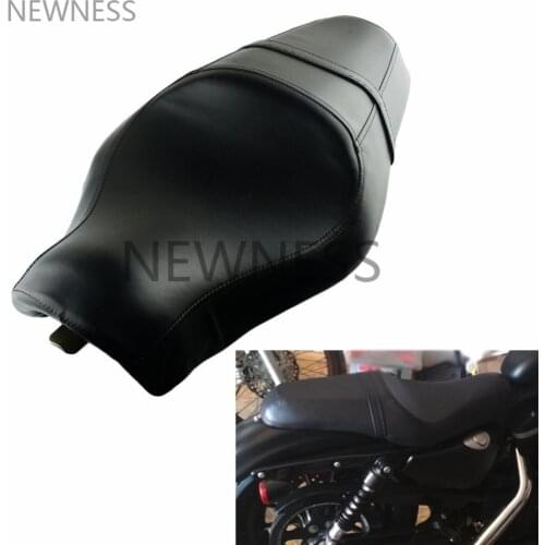 Motorcycle Black Driver+Passenger Two Up Seat Sofa Seat Tour Seat Bench Rear Cushion for Harley Sportster 883 Iron XL1200