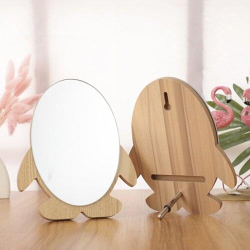 Cartoon Wooden Makeup Mirror Desktop Mirror Beauty Mirror Solid Wood Mirror Living Room Bedroom Furniture Mirror