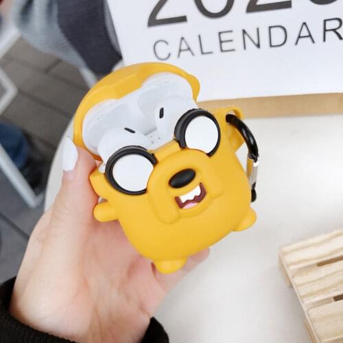 Cartoon Silicone Case for AirPods 1 2 Cute Jake The Dog Earphone Bluetooth Headset Protective Cover With Hook