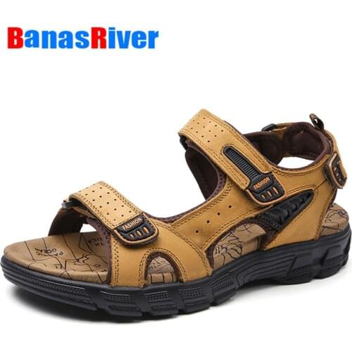 Men Sandals Summer Leisure Beach Shoes High Quality Handmade Hollow breathable Comfortable Roman Outdoor Walking Big Size 38-46