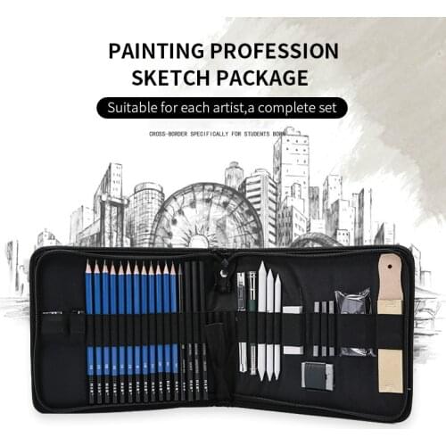 33pcs Sketch Pencil Set Professional Sketching Drawing Kit Wood Pencil Pencil Bags For Painter School Students Art Supplies