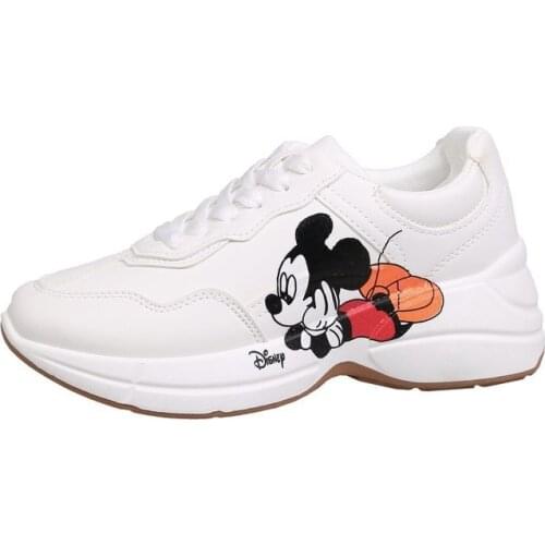 Disneys new womens shoes autumn Korean version of low-top lace-up white casual shoes girls boys student sports shoes
