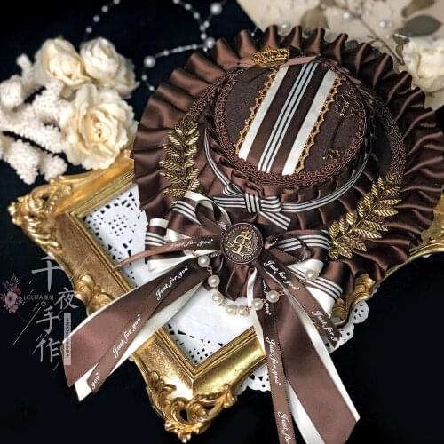 Palace Style French style Original Handmade lolita Bowknot Ruffle Headwear Small Top hat Mori Girl Cosplay Tea Party Elegant hat