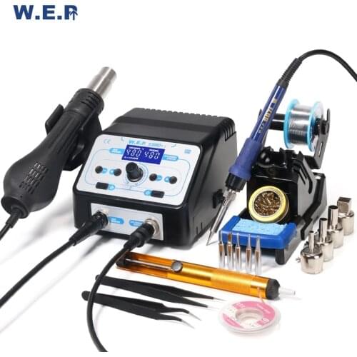 WEP 938BD+-I 750W Soldering Iron Station Declining Display SMD Rework Station LCD Welding Station Hot Air Gun Soldering Station