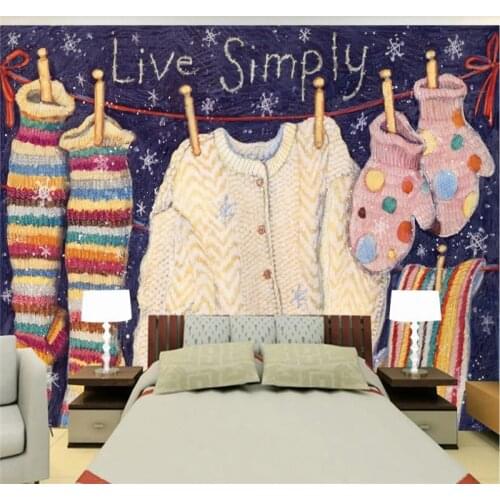 Custom 3d wallpaper sweater socks gloves oil painting background wall decoration painting high quality waterproof material
