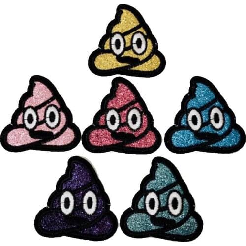 PooPoo lightning sequins iron on patches embroidered Badge funny patch