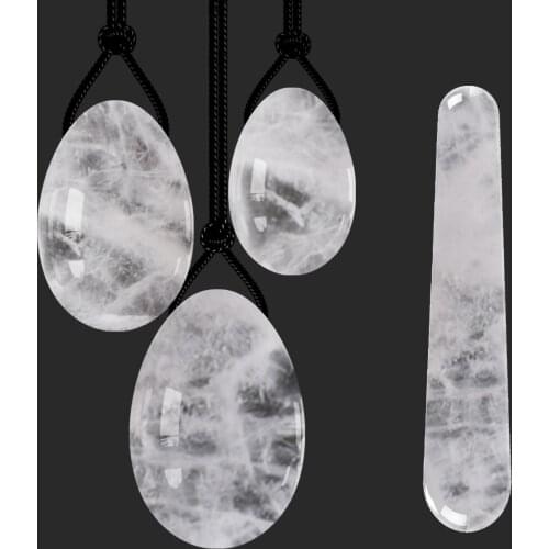 Natural Rock Quartz Yoni Eggs Set Kegel Exercise Ben Wa Ball Drilled and Undrilled Feminine Hygiene Love Eggs Wholesale