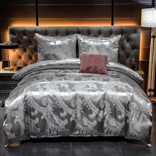 Luxury Satin Jacquard Bedding Set Artificial Silk European Duvet Cover 220x240 Single Double Queen King Pillowcases No Bed Sheet