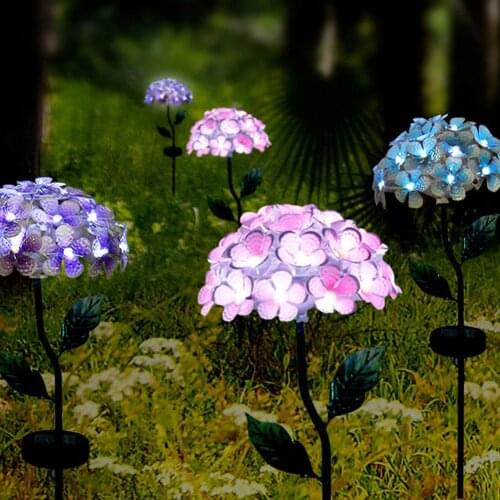 Solar Garden Light 26LED Lawn Lamp Outdoor Metal Hydrangea Lantern Flower Landscape Lamp for Street Festival Wedding Decoration