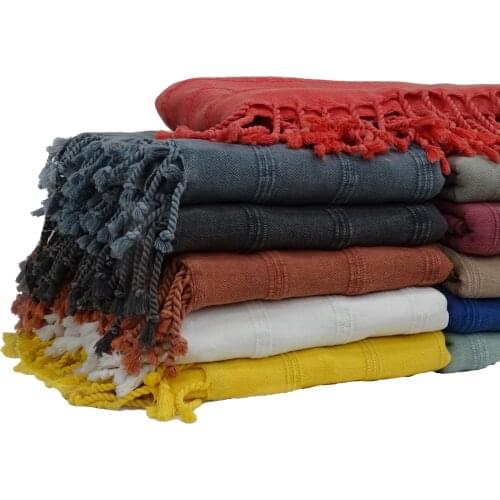 Turkish Towel - Peshtemal - %100 Organic Cotton - Quick Dry - Thinly-Luxury-Blanket - Decor - Beach,Bath,Handmade,Ston Washed