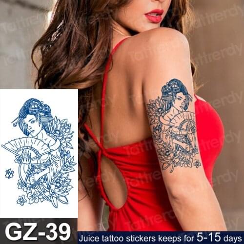 Waterproof Temporary Tattoo Sticker Japanese Prajna Resentment Geisha Tattoos Juice Ink Safe Body Art Arm Fake Tatoo Women Men