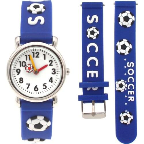 High Quality 3D Cartoon fashion silicone football dial kids Watch Children Girls Boys Students Quartz Wristwatches clock