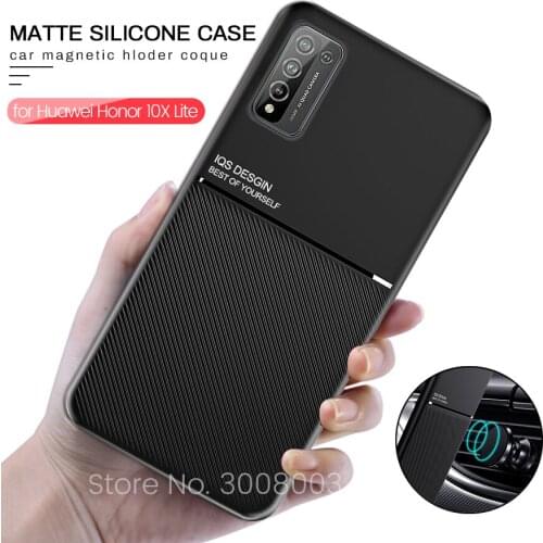 Protect shell honer 10 x lite 10xlite case leather texture car magnetic holder phone cover on honor 10x lite honor10x light case