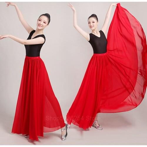 Spanish Flamenco Dance Dress 9Colors Women Gypsy Big Swing Skirts 360 540 720 Degree Dancing Ballroom Chiffon Belly Vestidos
