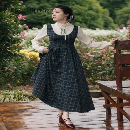 2021 Spring Autumn New Arrival Retro Hot Sale Peter Pan Collar Navy Style Long Sleeve Woman Long Dress
