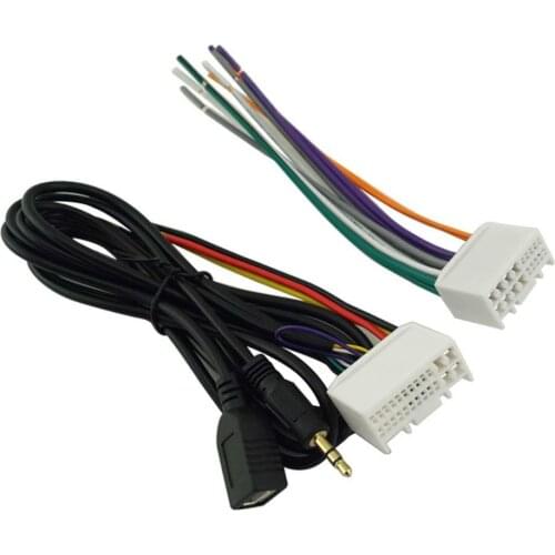 Car Audio Wiring Harness CD Cable Harness Plug With USB AUX Line For KIA K2K5 Sportage Compatible With Hyundai Sonata