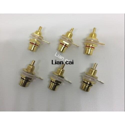 10pcs RCA Female Connector Socket Adapter Plug For 3.5mm Audio Plug AV Plug Gold Red Black Panel Connector For Amplifier Speaker