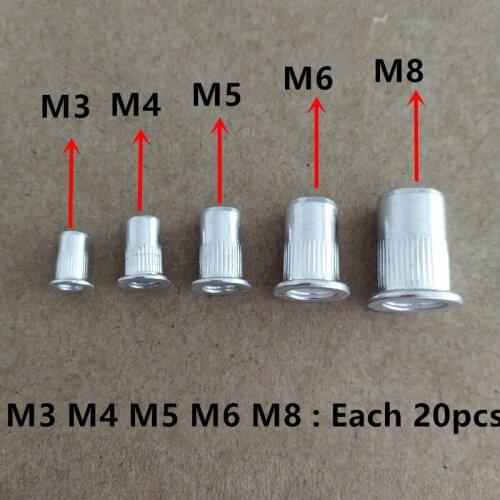 100Ppcs 50pcs Threaded M3 M4 M5 M6 M10 Aluminum Rivet Nut Nutserts Rivnut Rivet Nuts