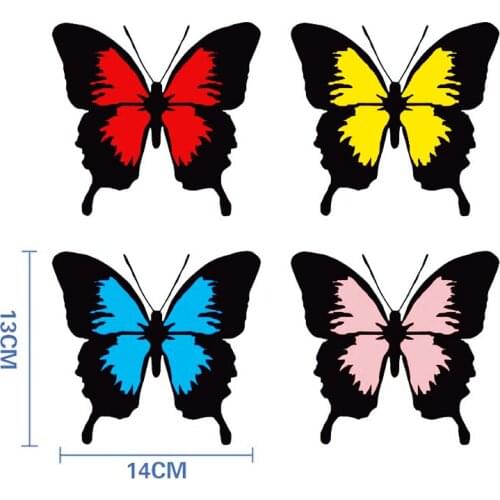 14CM*13CM Butterfly Colourful Beautiful Pink Red Car Stickers Creative Decoration Decals Auto Tuning Styling Reflective D10