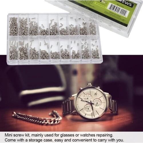 1800pcs/box Watch Mini Screw Stainless Steel Glasses Sunglasses Spectacles Watch Mini Screws Repair Kit Tool for Watchmaker
