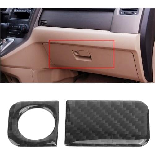 2Pcs Soft Carbon Fiber Car Glove Box Handle Switch Cover Trim Decoration Fit for Honda CRV CR-V 2007 2008 2009 2010 2011