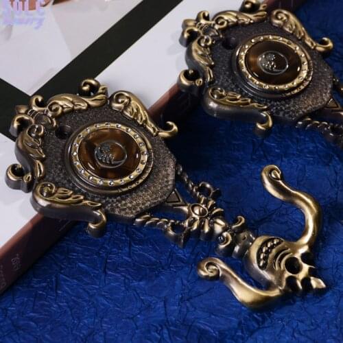 2pcs Luxury Gem Curtain Hook Vintage Rhinestone Flower Metal Alloy Tieback Buckle Holders Wall Hooks Hanger Home Decor