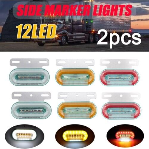 2x 12V/24V Car Truck Side Marker Lights 12LED Car External Lights Signal Indicator Lamp Warning Tail Light 3 Modes Trailer Lorry