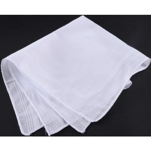 5PCs 40*40cm White Pocket Cotton Handkerchiefs Hankie Hanky with Stripe Men Solid Home Decoration Vintage Gift Hankies