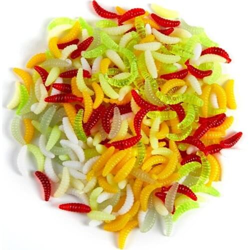 50PCS 2cm 0.3g Soft Fishing Lure Hooks Smell Worms Glow Shrimps Suspending Fish Lures Jigging lure Lifelike Fishy Smell Lures