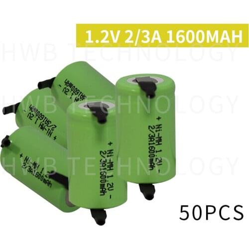 50 Pieces/lot KX Original New 1.2V 2/3A 1500mAh Ni-Mh 2/3 A Ni-Mh Rechargeable Battery With Pins Free Shipping