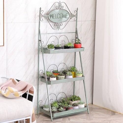 American village retro style iron old fleshy racks home decor storage display living room shelf