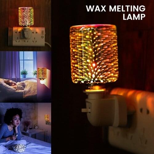 Fragrance Warmer Plug-in Safe Aromatherapy Heater for Home Bedroom Home Decor Glass Wax Melt Warmer with Effect Night Light