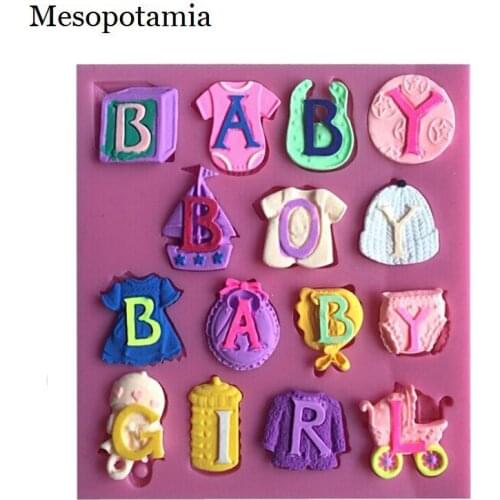 DIY Silica Mould Baby Letter Baby Boy Girl Silicone Molds Border Decoration Tools Arts Crafts Sewing Embossing Cake Border Tools
