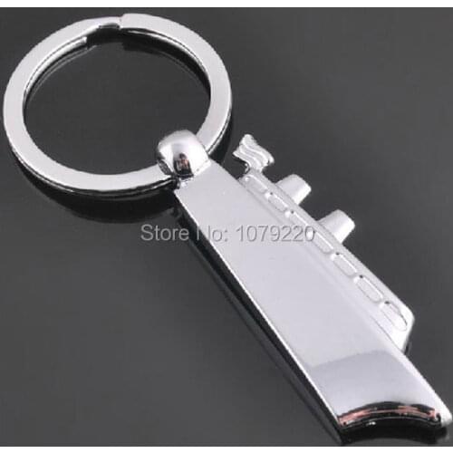 HJ Cruise Ship Model Keyring Creative Polished Chrome Keychain Fashion Jewelry Bag Pendant Gift