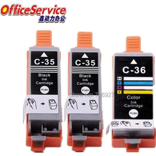 3PK (2BK+1C) Compatible PGI-35 CLI-36 ink Cartridge For Canon PIXMA IP100B/IP100/IP100 with battery inkjet printer
