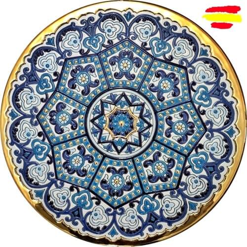 Ceramics plate - 36 cm/14,2 inch diameter - Spanish ceramic - enameled up handmade - Made in spain - gold 24k - ARTECER