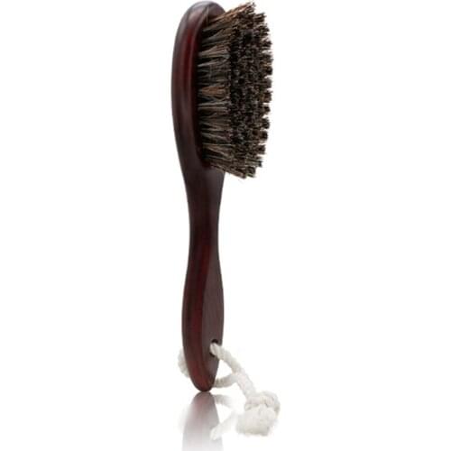 Brown Natural Soft Goat Bristle Hair Sweeping Brush Beard Comb Oval Wood Handle Barber Dust Brush For Broken Hair Cleaning Tool