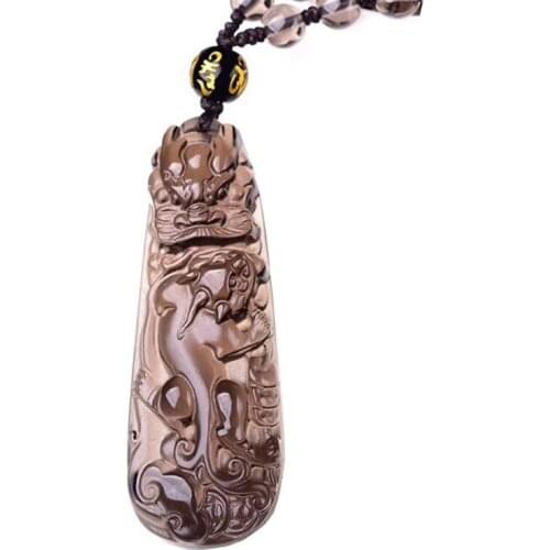 Ice Obsidian Dragon Necklace Pendant Ancient Dragon Pendant Lucky Pendants With Chain Jade Jewelry