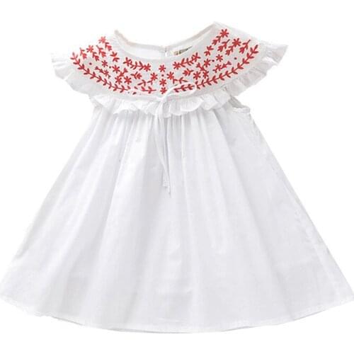 Girls Summer dress 2020 New Cotton White Sundress Embroidery Princess dresses Roupas infantis menina Age for 1-6years old